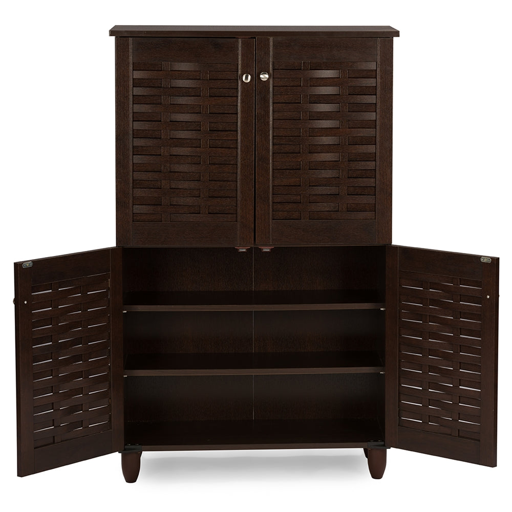 Baxton Studio - Winda Shoe Cabinet in Dark Brown - SC864574 B-Wenge view 4