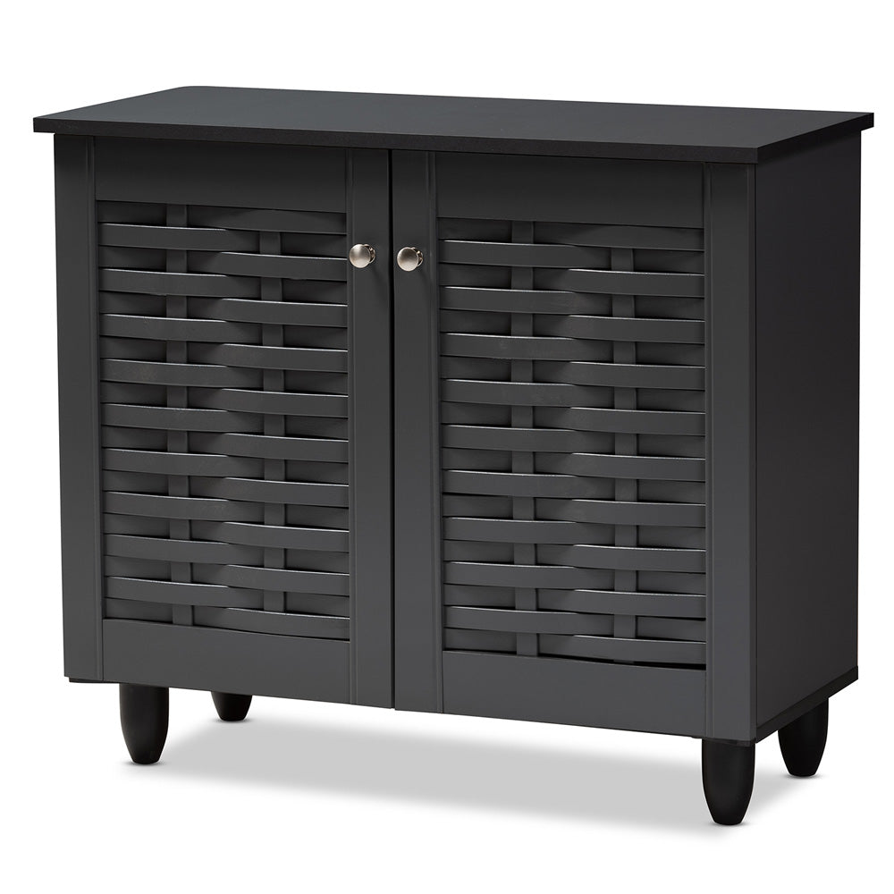 Baxton Studio - Winda Shoe Cabinet in Dark Gray - SC864572 B-Dark Grey-Shoe Cabinet view 1