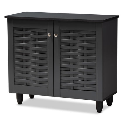 Baxton Studio - Winda Shoe Cabinet in Dark Gray - SC864572 B-Dark Grey-Shoe Cabinet view 1