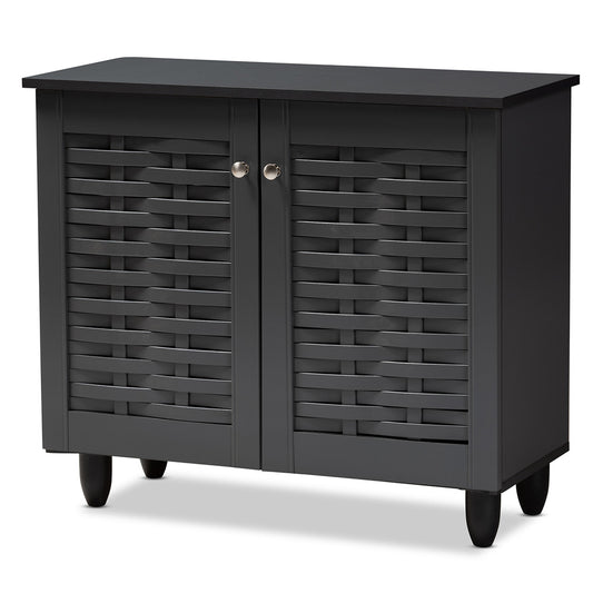 Baxton Studio - Winda Shoe Cabinet in Dark Gray - SC864572 B-Dark Grey-Shoe Cabinet view 1