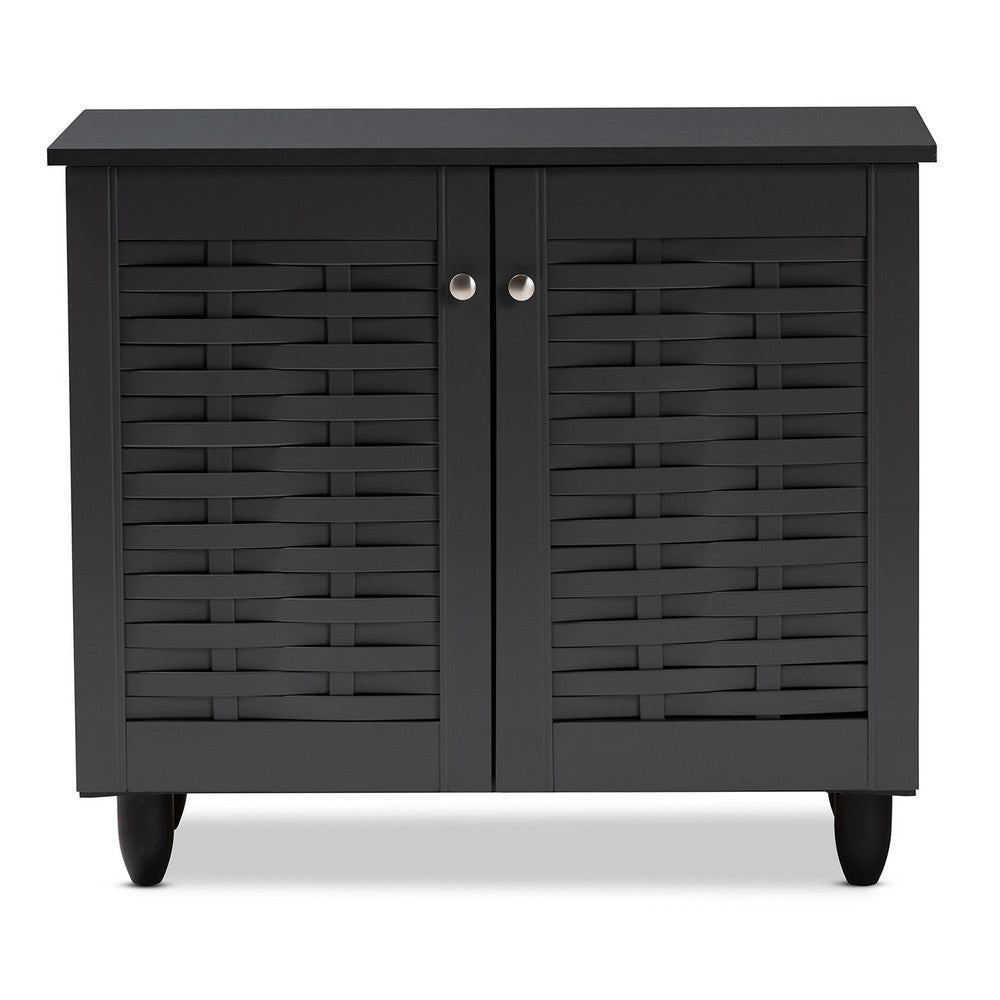 Baxton Studio - Winda Shoe Cabinet in Dark Gray - SC864572 B-Dark Grey-Shoe Cabinet view 3