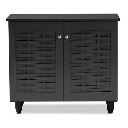 Baxton Studio - Winda Shoe Cabinet in Dark Gray - SC864572 B-Dark Grey-Shoe Cabinet view 3