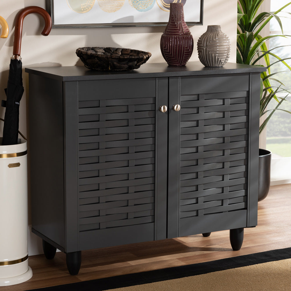 Baxton Studio - Winda Shoe Cabinet in Dark Gray - SC864572 B-Dark Grey-Shoe Cabinet view 6
