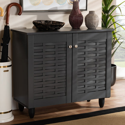 Baxton Studio - Winda Shoe Cabinet in Dark Gray - SC864572 B-Dark Grey-Shoe Cabinet view 6