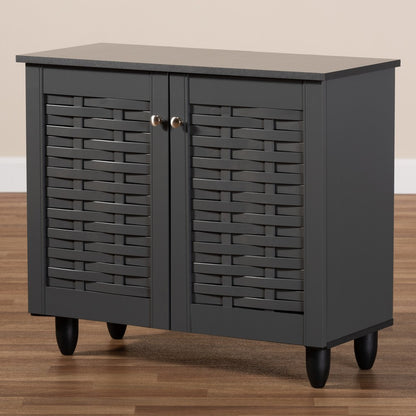 Baxton Studio - Winda Shoe Cabinet in Dark Gray - SC864572 B-Dark Grey-Shoe Cabinet view 8
