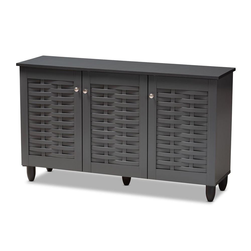 Baxton Studio - Winda Shoe Cabinet in Dark Gray - SC864573 B-Dark Grey-Shoe Cabinet view 1
