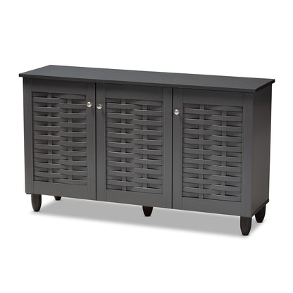Baxton Studio - Winda Shoe Cabinet in Dark Gray - SC864573 B-Dark Grey-Shoe Cabinet view 1