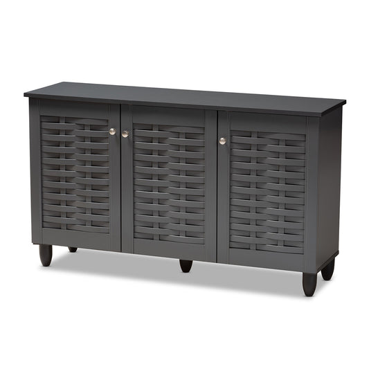 Baxton Studio - Winda Shoe Cabinet in Dark Gray - SC864573 B-Dark Grey-Shoe Cabinet view 1