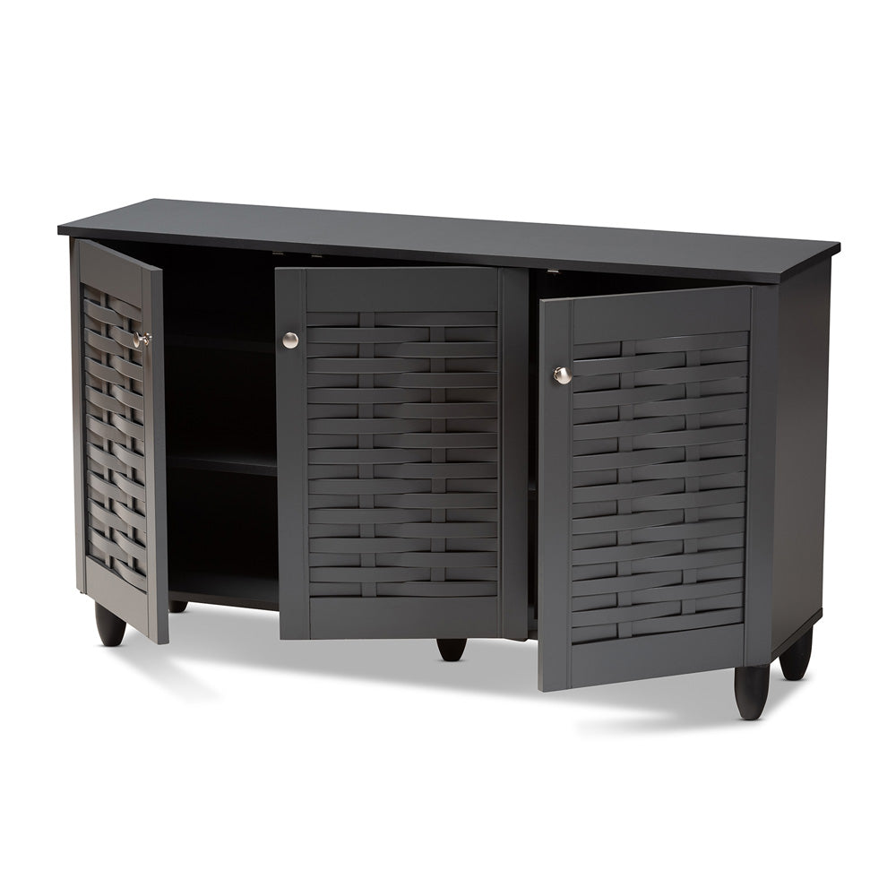 Baxton Studio - Winda Shoe Cabinet in Dark Gray - SC864573 B-Dark Grey-Shoe Cabinet view 2
