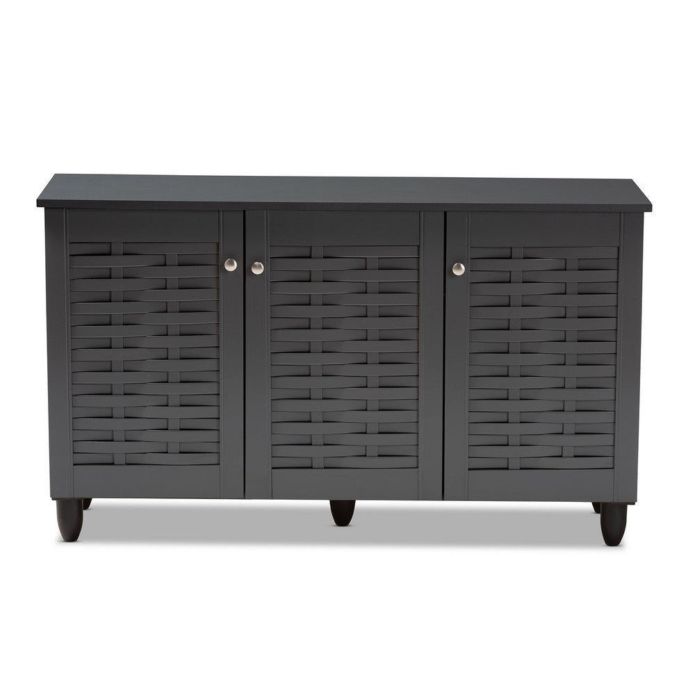 Baxton Studio - Winda Shoe Cabinet in Dark Gray - SC864573 B-Dark Grey-Shoe Cabinet view 3