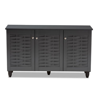 Baxton Studio - Winda Shoe Cabinet in Dark Gray - SC864573 B-Dark Grey-Shoe Cabinet view 3