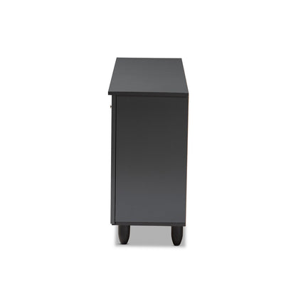 Baxton Studio - Winda Shoe Cabinet in Dark Gray - SC864573 B-Dark Grey-Shoe Cabinet view 4