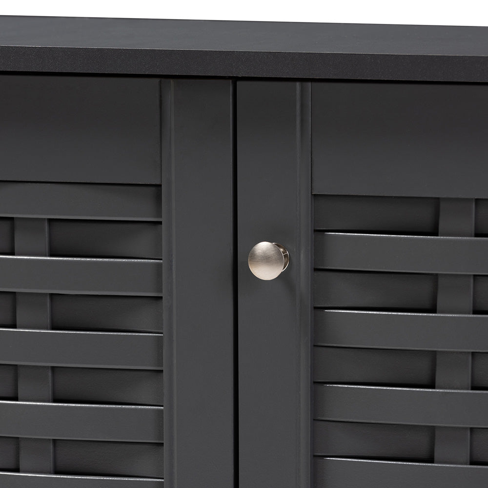 Baxton Studio - Winda Shoe Cabinet in Dark Gray - SC864573 B-Dark Grey-Shoe Cabinet view 5