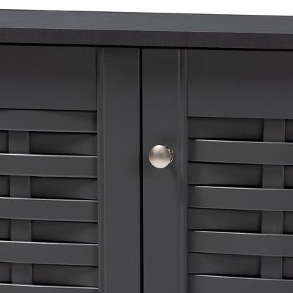 Baxton Studio - Winda Shoe Cabinet in Dark Gray - SC864573 B-Dark Grey-Shoe Cabinet view 5