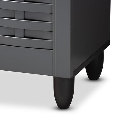Baxton Studio - Winda Shoe Cabinet in Dark Gray - SC864573 B-Dark Grey-Shoe Cabinet view 6