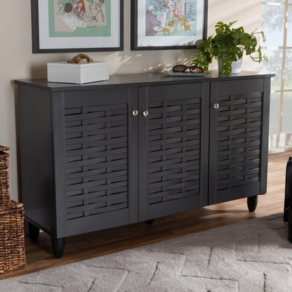 Baxton Studio - Winda Shoe Cabinet in Dark Gray - SC864573 B-Dark Grey-Shoe Cabinet view 7