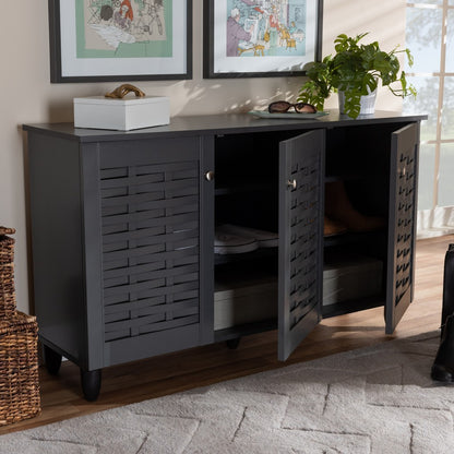 Baxton Studio - Winda Shoe Cabinet in Dark Gray - SC864573 B-Dark Grey-Shoe Cabinet view 8