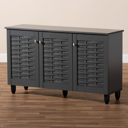 Baxton Studio - Winda Shoe Cabinet in Dark Gray - SC864573 B-Dark Grey-Shoe Cabinet view 9