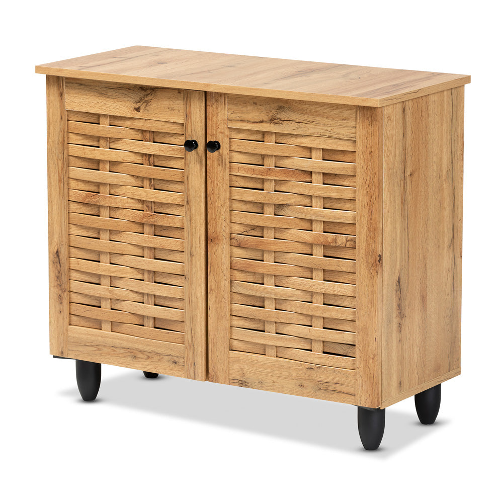 Baxton Studio - Winda Shoe Cabinet in Oak Brown/Black - SC864572 B-Wotan Oak view 1