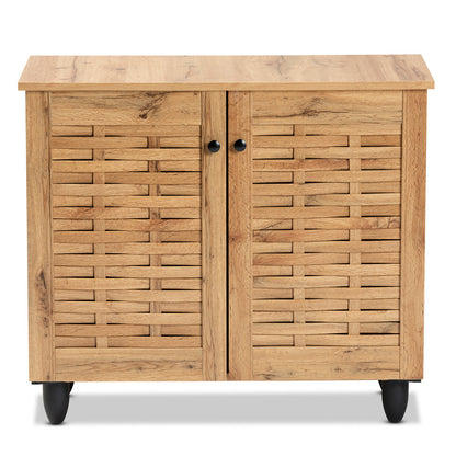 Baxton Studio - Winda Shoe Cabinet in Oak Brown/Black - SC864572 B-Wotan Oak view 3