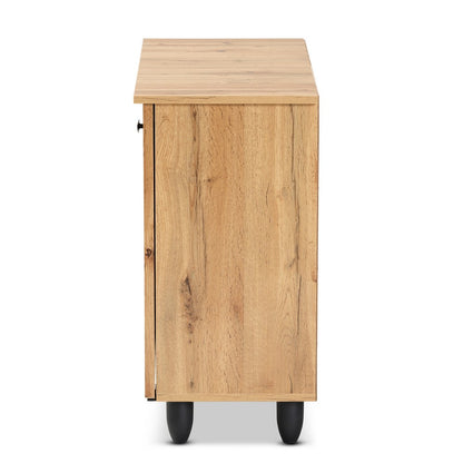 Baxton Studio - Winda Shoe Cabinet in Oak Brown/Black - SC864572 B-Wotan Oak view 4