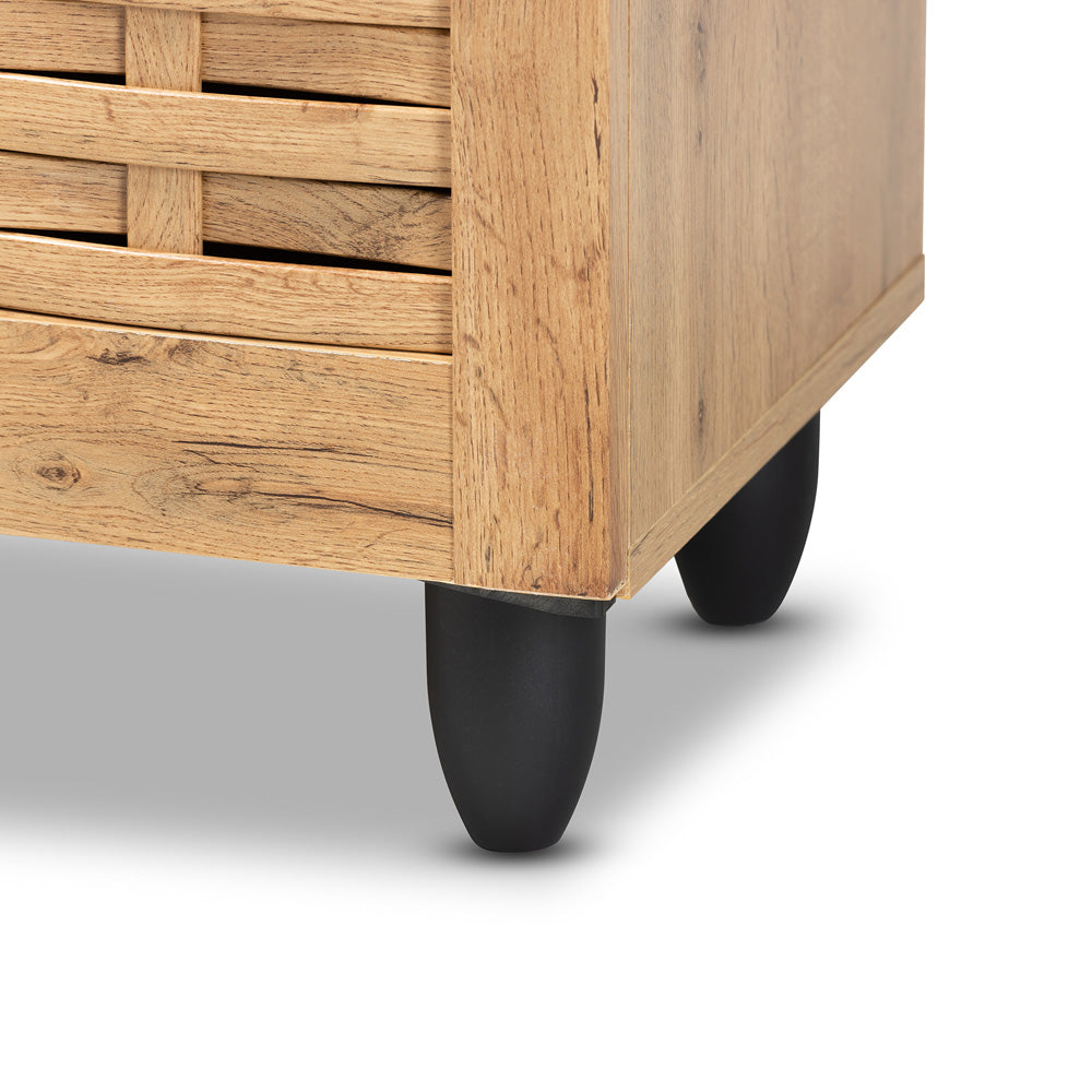 Baxton Studio - Winda Shoe Cabinet in Oak Brown/Black - SC864572 B-Wotan Oak view 6