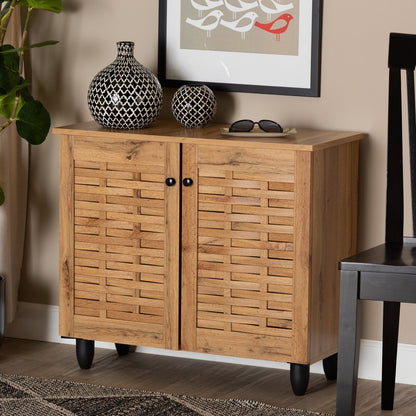 Baxton Studio - Winda Shoe Cabinet in Oak Brown/Black - SC864572 B-Wotan Oak view 7