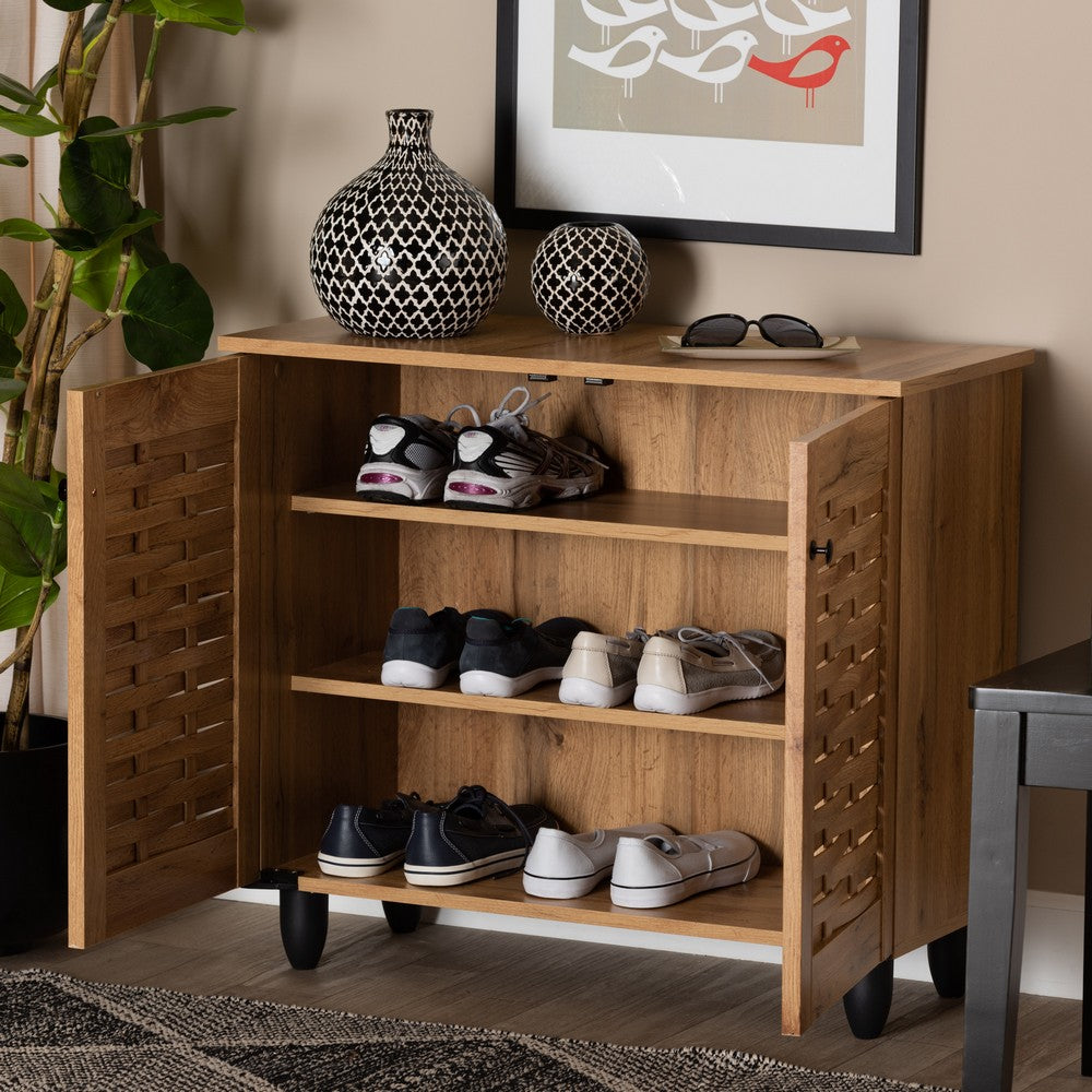 Baxton Studio - Winda Shoe Cabinet in Oak Brown/Black - SC864572 B-Wotan Oak view 8