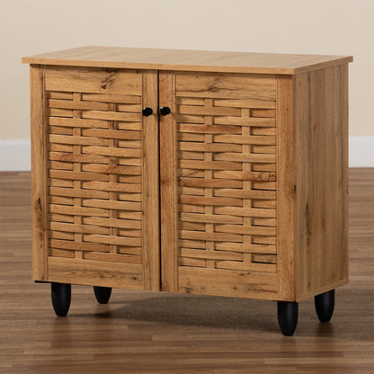Baxton Studio - Winda Shoe Cabinet in Oak Brown/Black - SC864572 B-Wotan Oak view 9