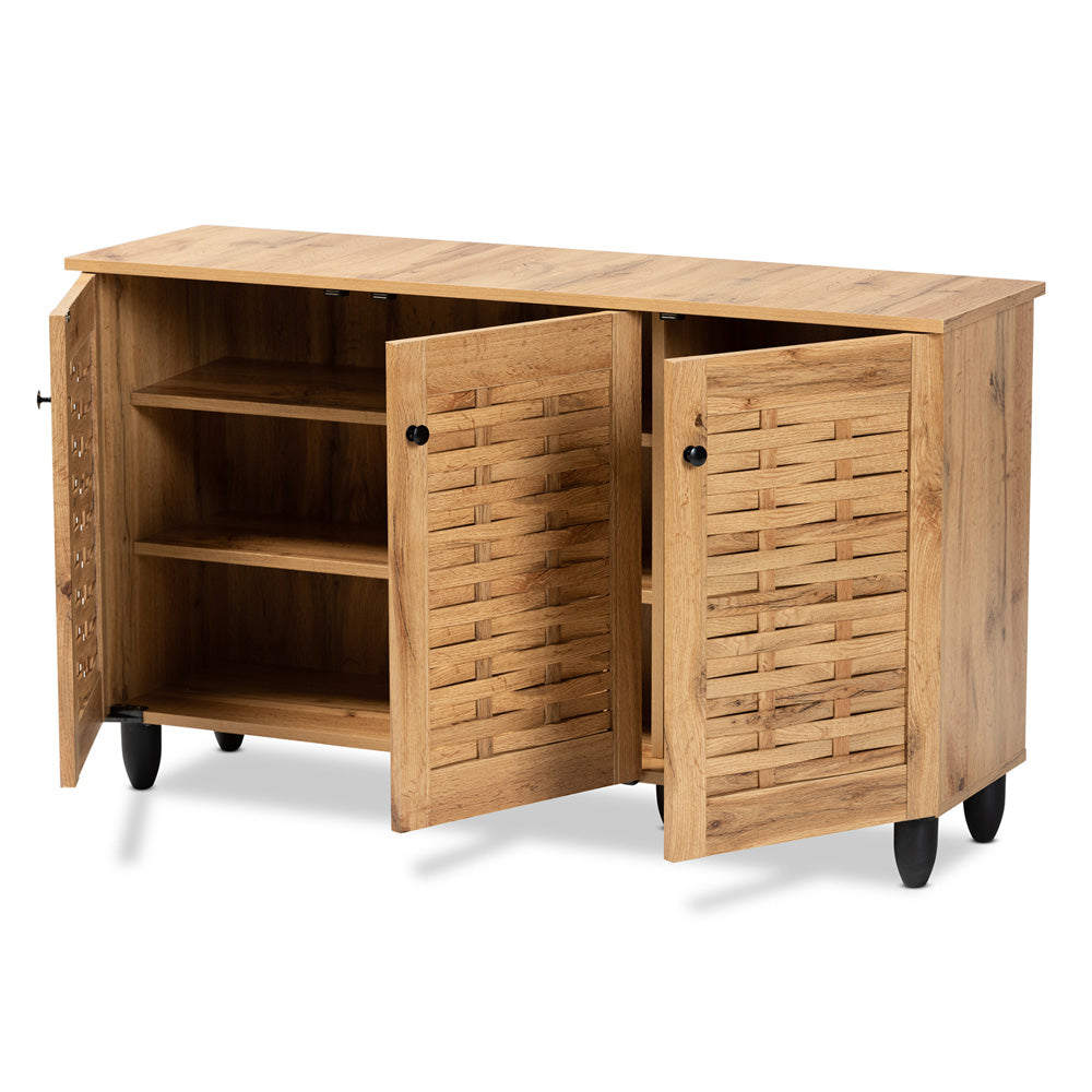 Baxton Studio - Winda Shoe Cabinet in Oak Brown/Black - SC864573 B-Wotan Oak view 2
