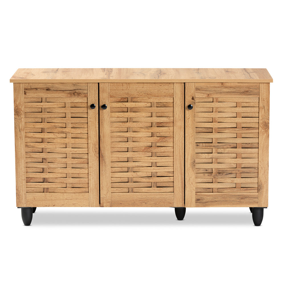 Baxton Studio - Winda Shoe Cabinet in Oak Brown/Black - SC864573 B-Wotan Oak view 3