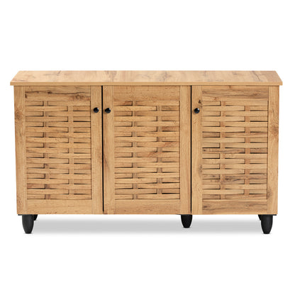 Baxton Studio - Winda Shoe Cabinet in Oak Brown/Black - SC864573 B-Wotan Oak view 3