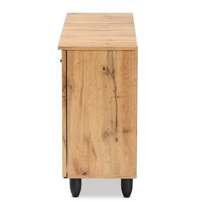 Baxton Studio - Winda Shoe Cabinet in Oak Brown/Black - SC864573 B-Wotan Oak view 4