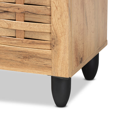 Baxton Studio - Winda Shoe Cabinet in Oak Brown/Black - SC864573 B-Wotan Oak view 6