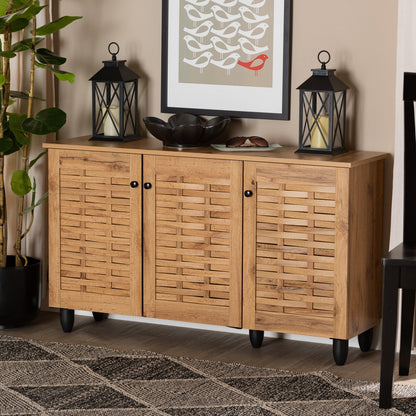 Baxton Studio - Winda Shoe Cabinet in Oak Brown/Black - SC864573 B-Wotan Oak view 7