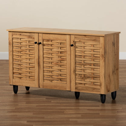 Baxton Studio - Winda Shoe Cabinet in Oak Brown/Black - SC864573 B-Wotan Oak view 9
