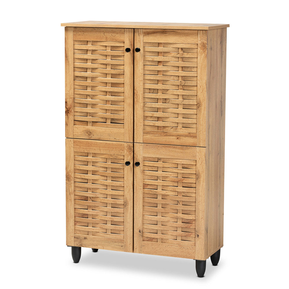 Baxton Studio - Winda Shoe Cabinet in Oak Brown/Black - SC864574 B-Wotan Oak view 1