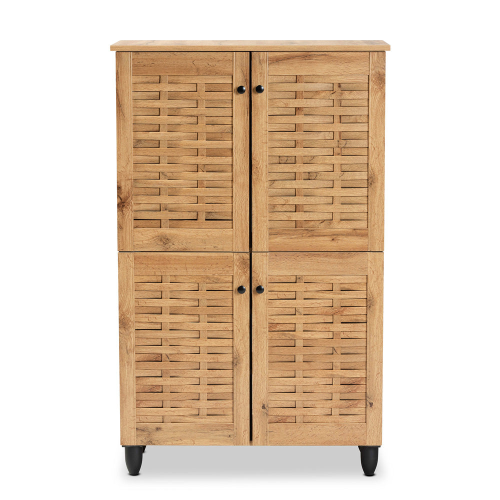 Baxton Studio - Winda Shoe Cabinet in Oak Brown/Black - SC864574 B-Wotan Oak view 3