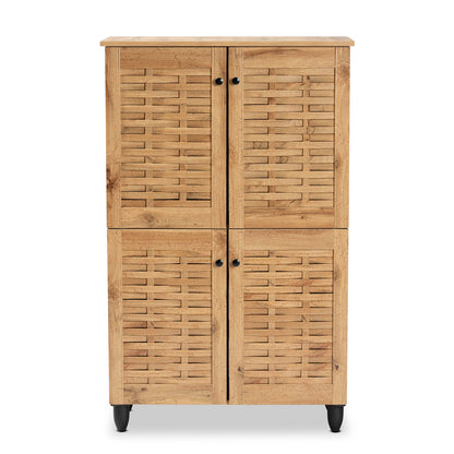 Baxton Studio - Winda Shoe Cabinet in Oak Brown/Black - SC864574 B-Wotan Oak view 3