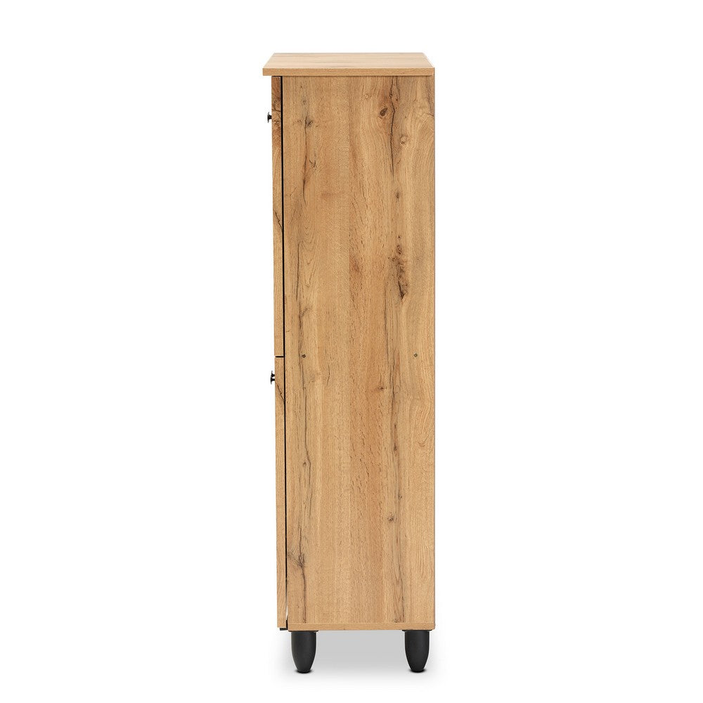 Baxton Studio - Winda Shoe Cabinet in Oak Brown/Black - SC864574 B-Wotan Oak view 4