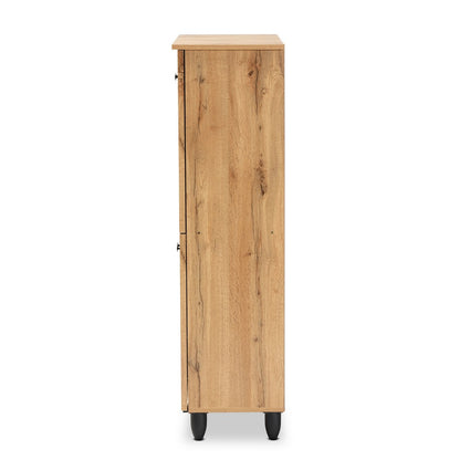 Baxton Studio - Winda Shoe Cabinet in Oak Brown/Black - SC864574 B-Wotan Oak view 4