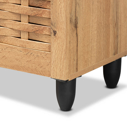 Baxton Studio - Winda Shoe Cabinet in Oak Brown/Black - SC864574 B-Wotan Oak view 6