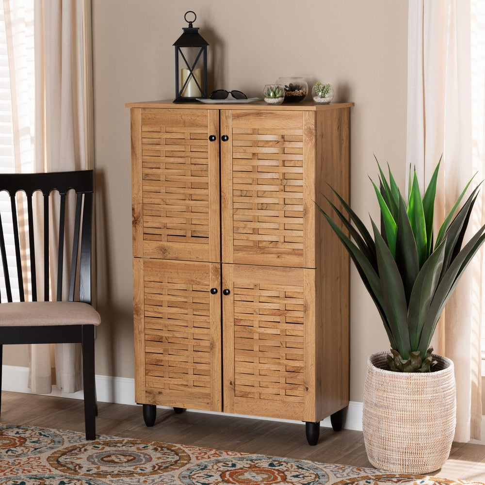 Baxton Studio - Winda Shoe Cabinet in Oak Brown/Black - SC864574 B-Wotan Oak view 7