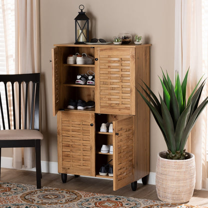Baxton Studio - Winda Shoe Cabinet in Oak Brown/Black - SC864574 B-Wotan Oak view 8