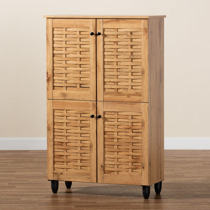 Baxton Studio - Winda Shoe Cabinet in Oak Brown/Black - SC864574 B-Wotan Oak view 9