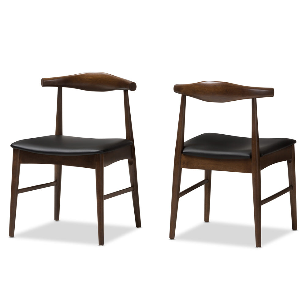 Baxton Studio - Winton Set of 2 Dining Chairs in Black/Walnut Brown - RT514-CHR view 1