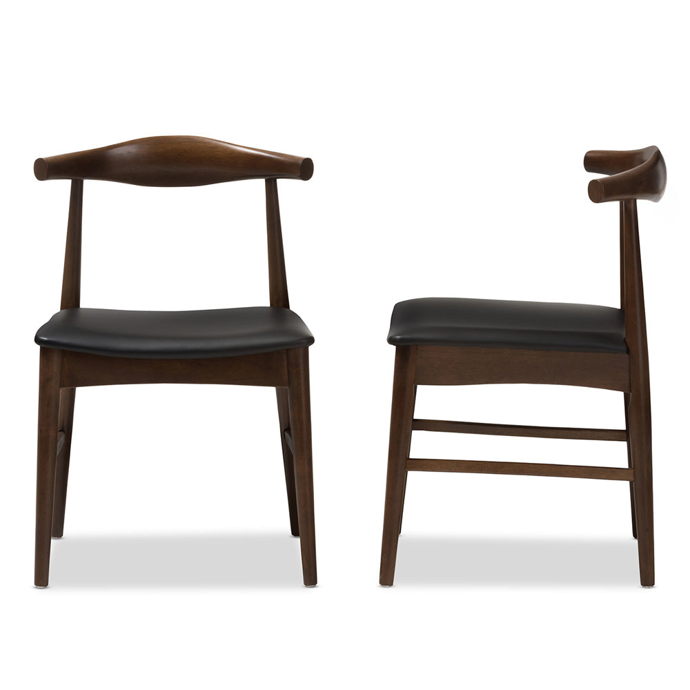Baxton Studio - Winton Set of 2 Dining Chairs in Black/Walnut Brown - RT514-CHR view 2