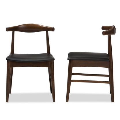 Baxton Studio - Winton Set of 2 Dining Chairs in Black/Walnut Brown - RT514-CHR view 2