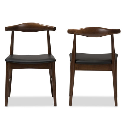 Baxton Studio - Winton Set of 2 Dining Chairs in Black/Walnut Brown - RT514-CHR view 3