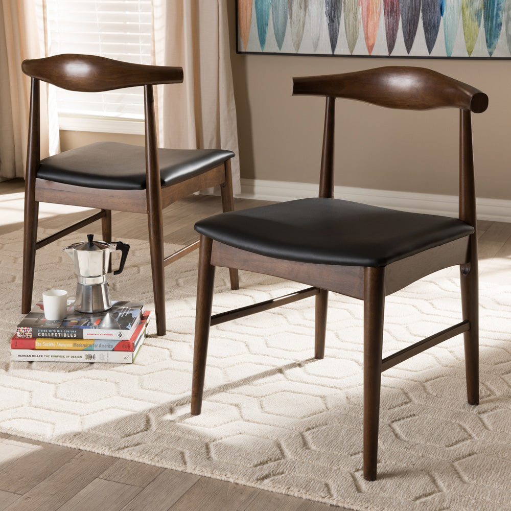 Baxton Studio - Winton Set of 2 Dining Chairs in Black/Walnut Brown - RT514-CHR view 6